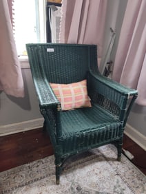 Rustic Wicker Painted Armchair