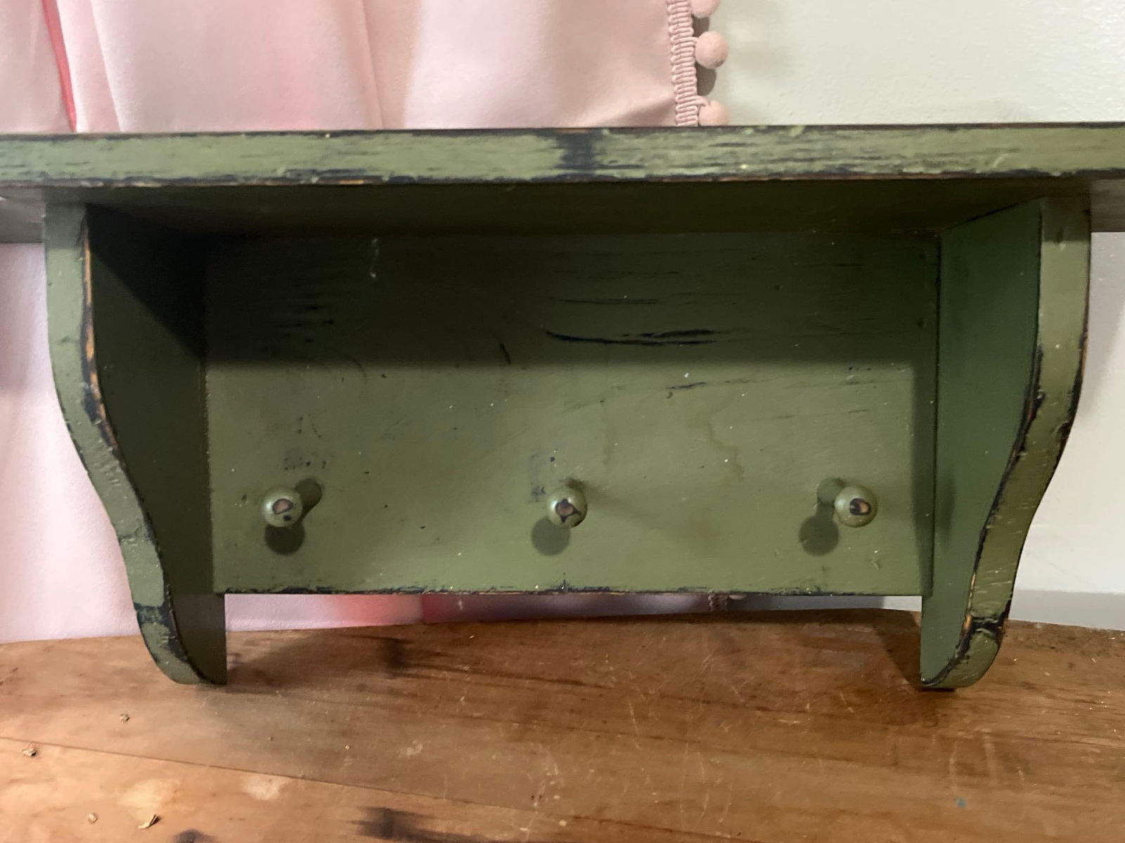 Distressed Painted Wall Shelf (1 of 4)