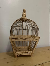 Mid Century Wood & Wire Bird Cage