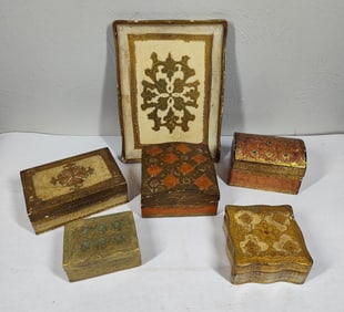 Quaint Italian Gold Leaf Jewelry Boxes