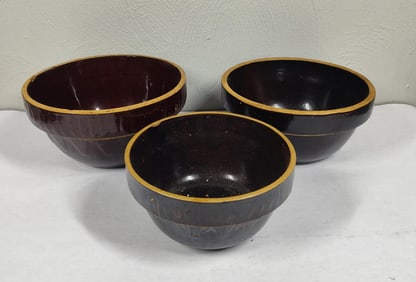 Brown Glazed Crock Bowls
