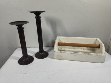 Farmhouse Towel Holder & Candlesticks