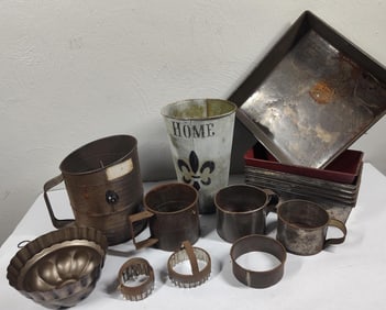 Tin Sifters, Bread Pans, Molds, Cutters, and more