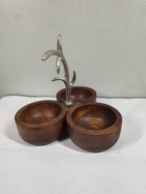 Antler Decorated Triple Nut Dish