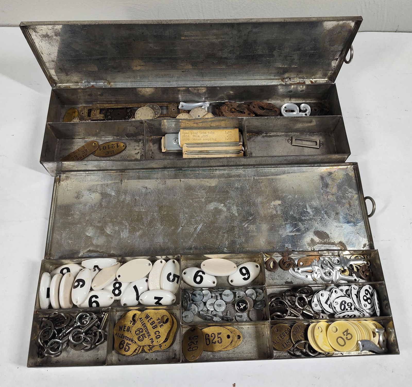 Tin FIle Drawers, Watch Faces, Brass Tags, Keys, and Letters (1 of 5)