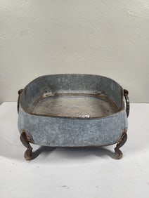 Decorative Footed Galvanized Pot