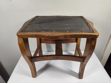 Early Oak Upholstered Ottoman