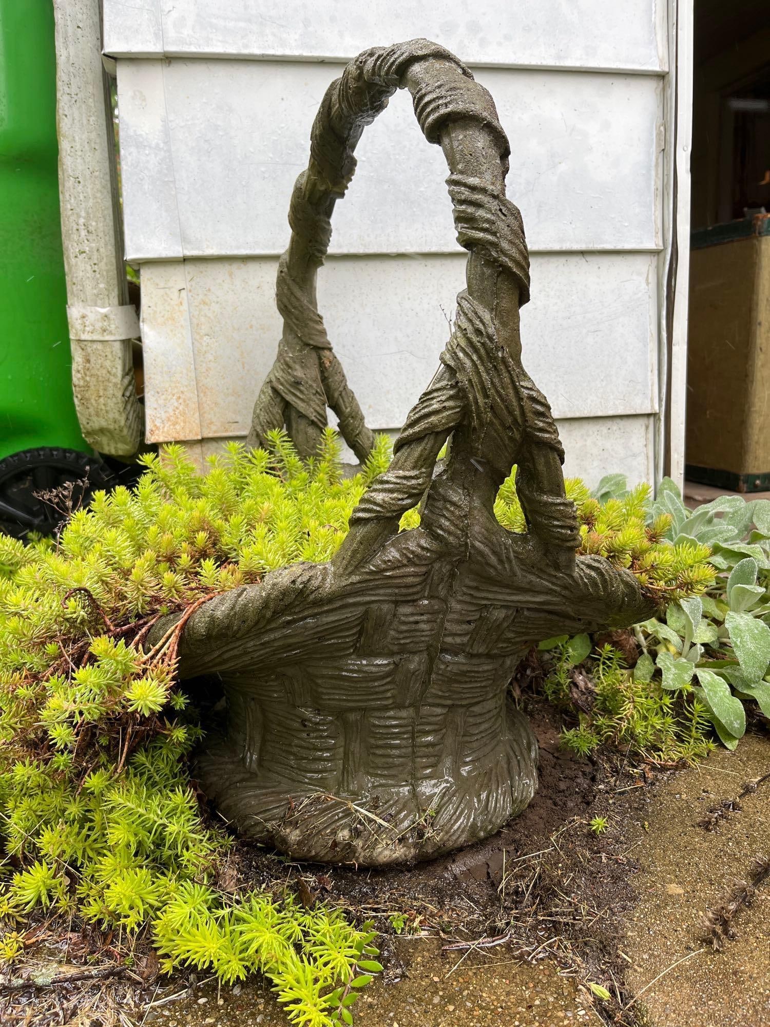Concrete Basket Planter: 21x16x21