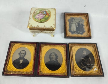 Tin Type Picture Albums & Trinket Box
