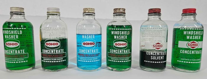 Sohio Windshield Washer Glass Bottles