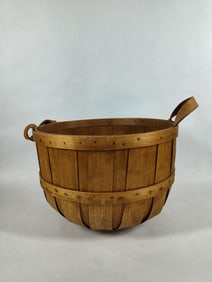 Leather Handled Apple Picking Basket