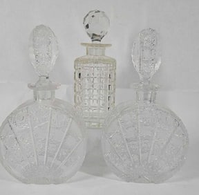 1960s Cut Glass Bohemian Decanter Bottles