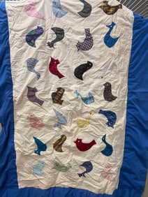 Hand Stitched Duck & Poultry Pattern Quilt
