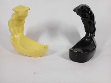 Haeger Black & Yellow Cat Bowls