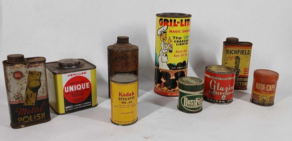 Hercules, Boyers, RIchfield, Whiz, & Other Household Tins