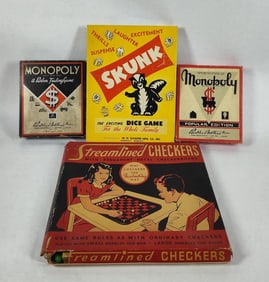 1930s Monopoly, Dice Game, & Checkers