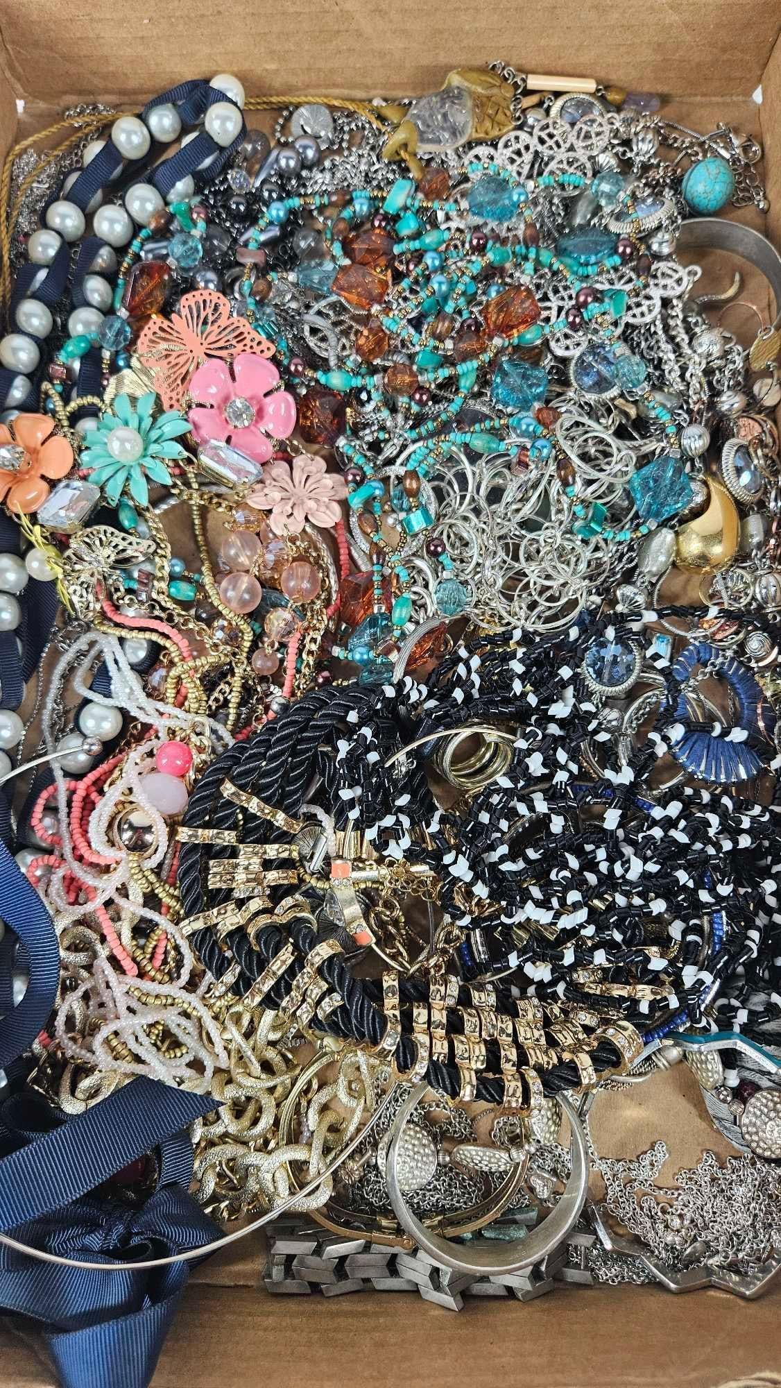 Jewelry, Necklaces, Bracelets, & More: This lot of jewelry has not been thoroughly checked out and may contain gold or silver items.