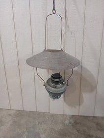 Early Hanging Oil Lamp & Shade