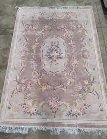 Pastel Floral Wool Area Rug