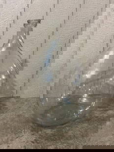 Large Glass Ambrosio Onion Bottle: Hand blown showing neat air bubbles to bottom. Approx 26 inches tall x 16 inches wide. No cracks or chips