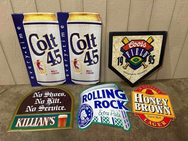 Coors, Honey Brown, Rolling Rock & other Beer Signs