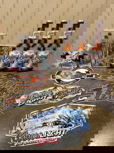 Coors & Coors Light Advertising: Single sided tin signs and two framed. Sizes range from approx 38x21.