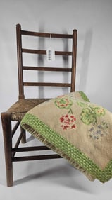 Childs Rush Chair & Needlework Rug