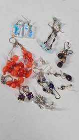 Sterling Silver, Beaded & Art Glass Earrings