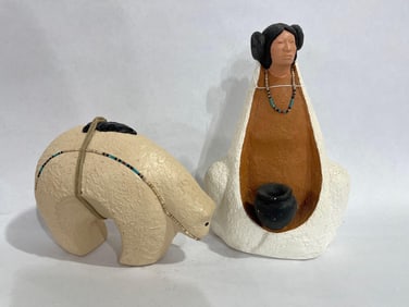 Pair of Zuni Signed Pottery