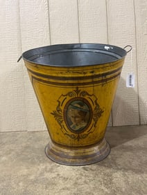 19th Century Tin Litho Kindling Bucket