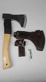 Hand Forged Throwing axe w Leather sheath