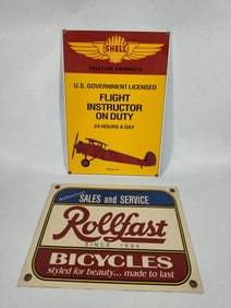 Shell & Rollfast Bicycle Porcelain Signs