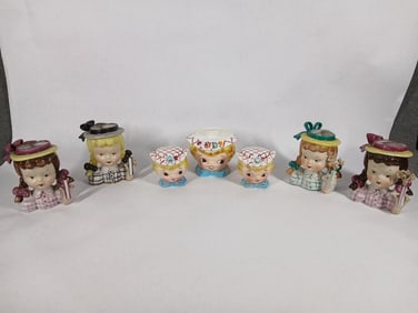 Miss Dainty Sugar Bowl & Shakers and Head Vases