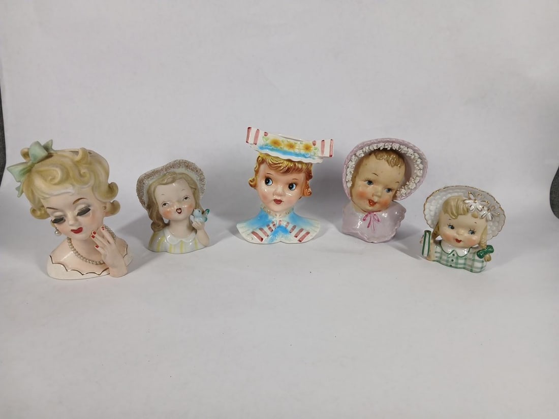 Ceramic Head Vases & Wall Pocket (1 of 7)