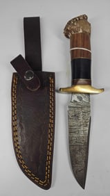 Damascus Blade & Antler Handled Fixed blade Knife