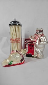 Coca Cola Polar Bear & Straw Dispenser