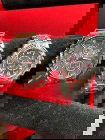 Pair of Large Face Mens Wrist Watches