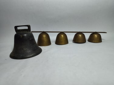 Store keepers fixed brass door entrance bells and solid brass single bell w/out strap