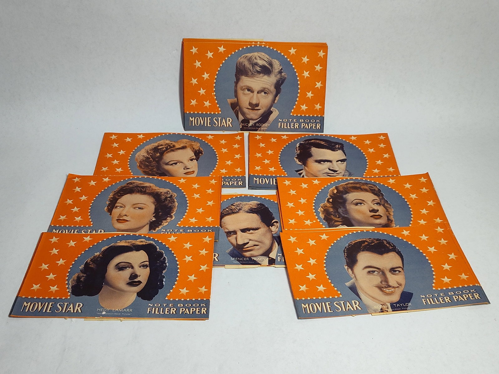 Notebook filler paper original movie star labels inc. Mickey Rooney, Cary Grant, Judy Garland & more: These are in immaculate condition for age