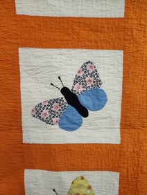 Orange Butterfly Applique Quilt