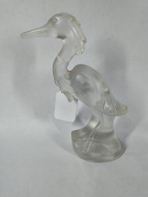 Virginia B. Evans frosted glass figural crane/herring signed