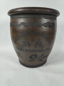 Williams & Reppert decorated 2 gal. stoneware crock