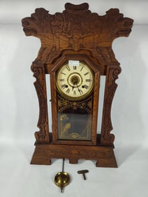 New Haven Clock Co. hand carved 8 day standing clock