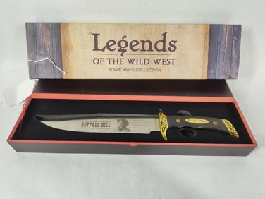 American Mint Legends of the Wild West Buffalo Bill collectible Bowie Knife in case