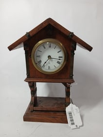German Oak Cased Automaton Clock