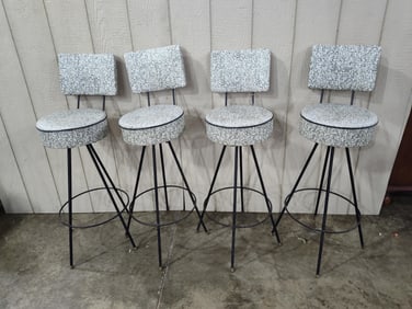 Dee Mfg. Co. Mid Century Modern hairpin leg swivel stools w/ backs lot of 4