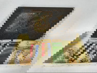 Early autograph book along with ribbons, buttons and badges