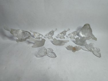 L.E. Smith glass animal figurine lot. Inc. birds and butterflies