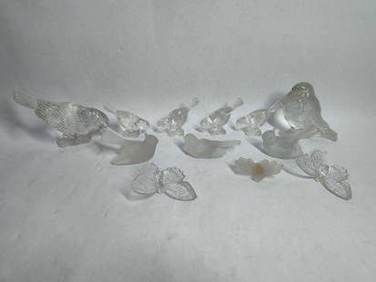 L.E. Smith glass animal figurine lot. Inc. birds and butterflies: no chips cracks or breaks