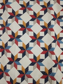 Hand quilted by Barberton Citizens Hospital Auxiliary multi pattern star quilt with ribbing